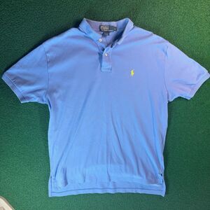 Size L Mens – Polo Ralph Lauren Light Blue Yellow Pony Cotton Polo Shirt